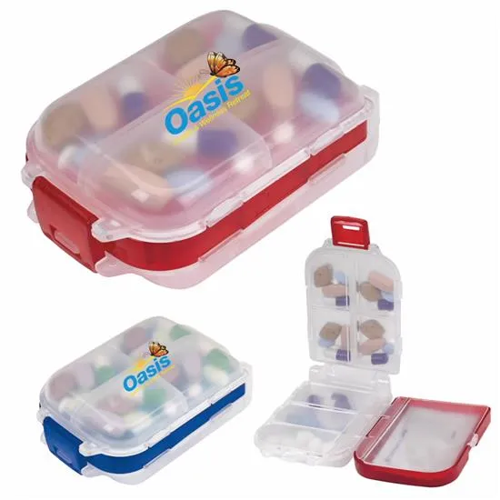 Pill Box Three Layer Eight Compartment PP - 3.875 x 2.625 in