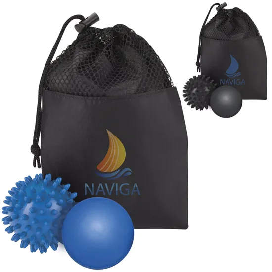 Massage Ball Set High-Density PVC Rubber Nylon - 9 x 5.875 in