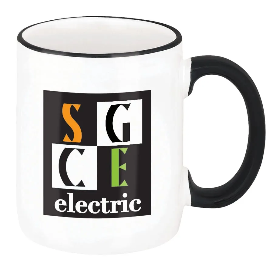 Two-Tone Stoneware Mug Colored Handle Halo - 11 oz