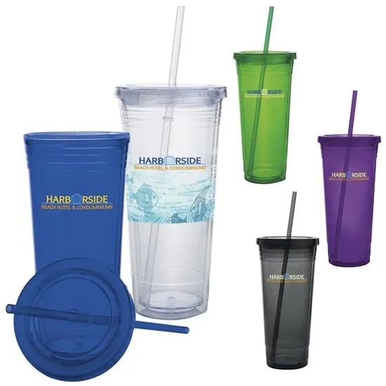 Double Wall Acrylic Tumbler Insulated Straw Lid - 24 oz