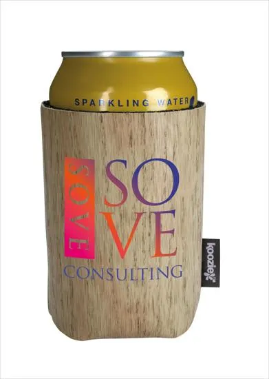 Custom Koozie Wood Grain Textured PVC Can Cooler