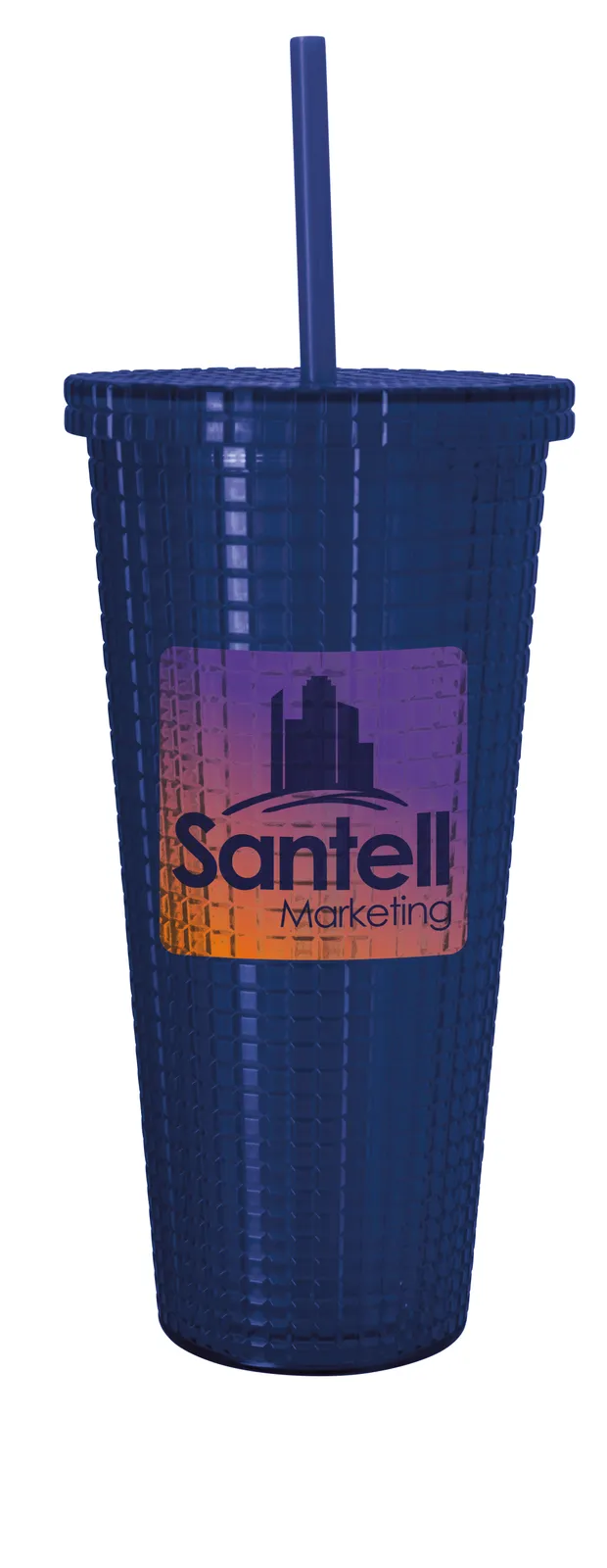 Square Pattern Tumbler Double Wall with Straw - 23 oz - product view 4