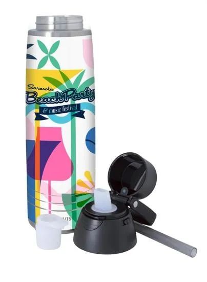 Stainless Steel Water Bottle Push Button Lid - 36 oz