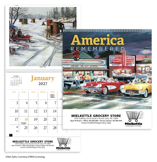 America Remembered Pocket Calendar Ken Zylla Art - 16.125 x 8 in