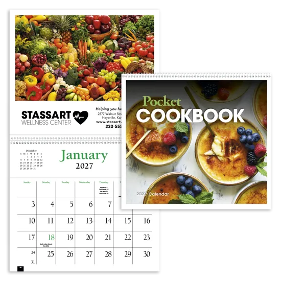 Cookbook Pocket Calendar FSC Paper 12 Recipes - 15.4 x 8 in