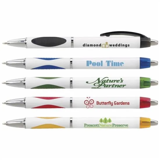 Ballpoint Pen Chrome Accents Rubber Grip Spots - 5.6 in
