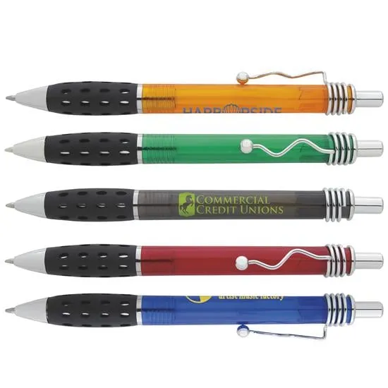 Wave Ballpoint Pen Translucent Funky Clip Design - 5.5 in