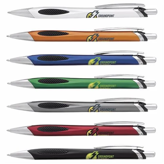 Ballpoint Pen Angular Grip Chrome Trim ABS - 5.75 in