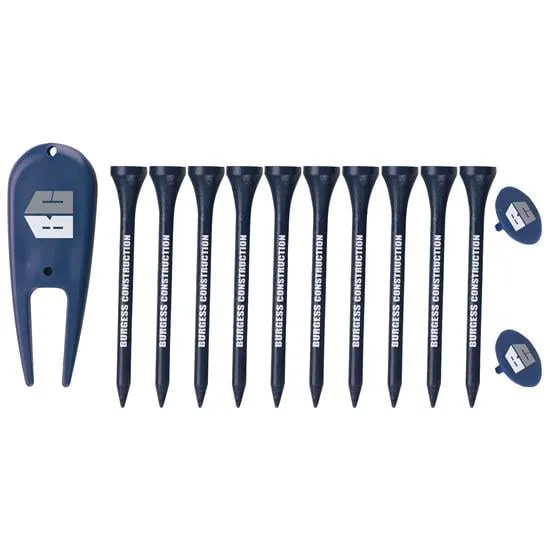 Golf Tee Pack with Ball Markers Divot Tool Wood - 6 x 4 in