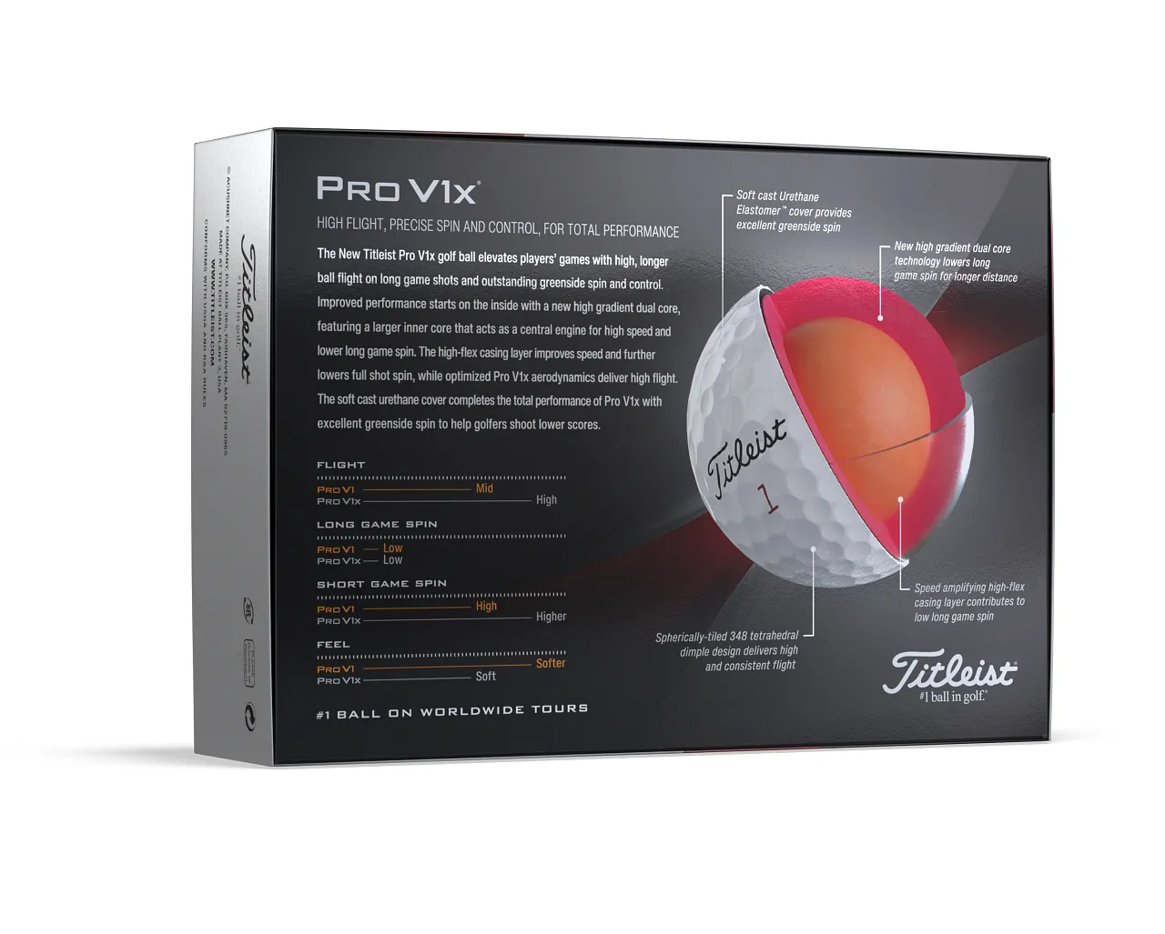 Pro V1x Golf Ball 348 Dimple Design (12 Pack) - product view 7
