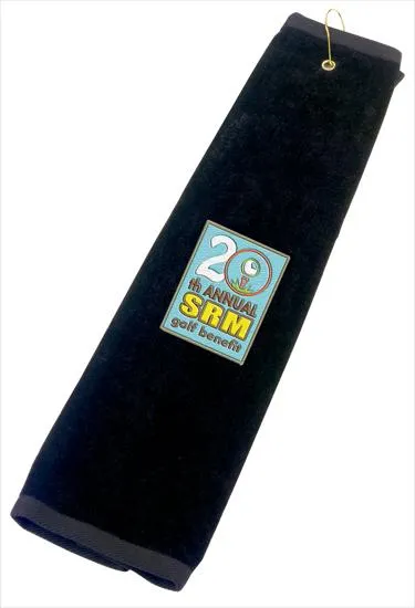 Golf Towel Tri-Fold Cotton Velour Grommet Hook - 15 x 25 in