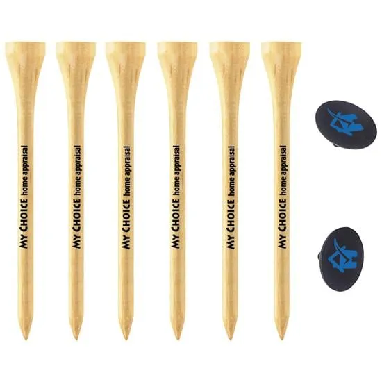 Golf Tee Pack 6 Wood Tees Ball Markers USA Made - 6 x 4 in