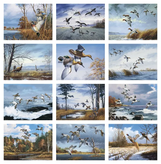 Maass Wildfowl Executive Calendar Wildlife Art FSC - 24 x 16.5 in