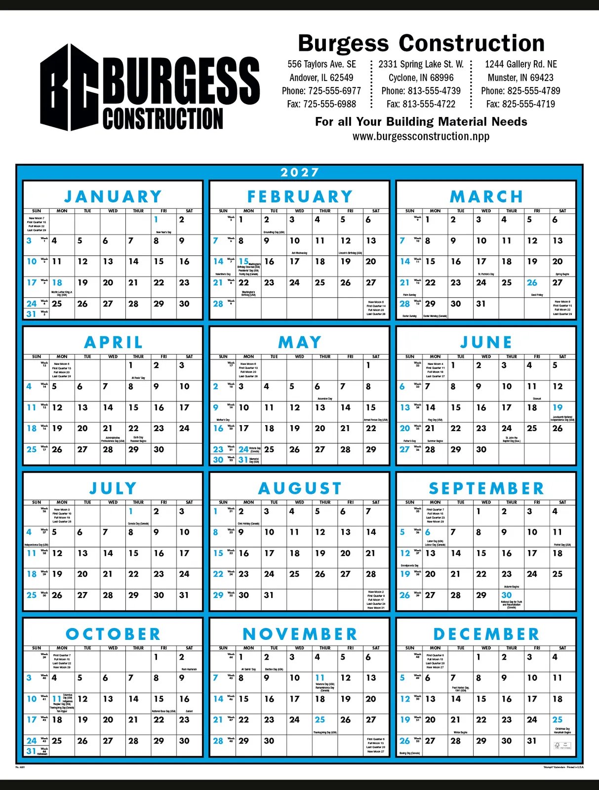 Wall Calendar Year-At-Glance FSC Matte Paper - 29 x 22 in - product view 2