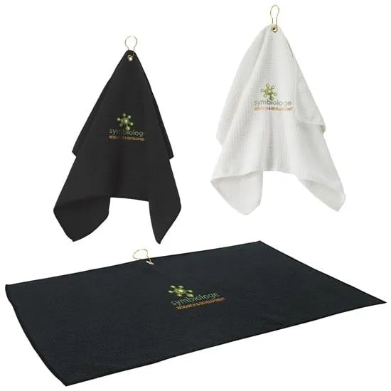 Golf Towel Waffle Microfiber with Grommet Hook - 16 x 25 in