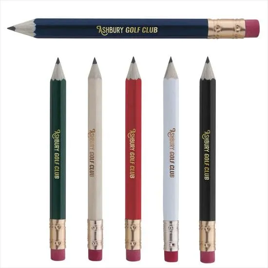 Hex Golf Pencil with Eraser Wood Graphite Lead - 3.75 in