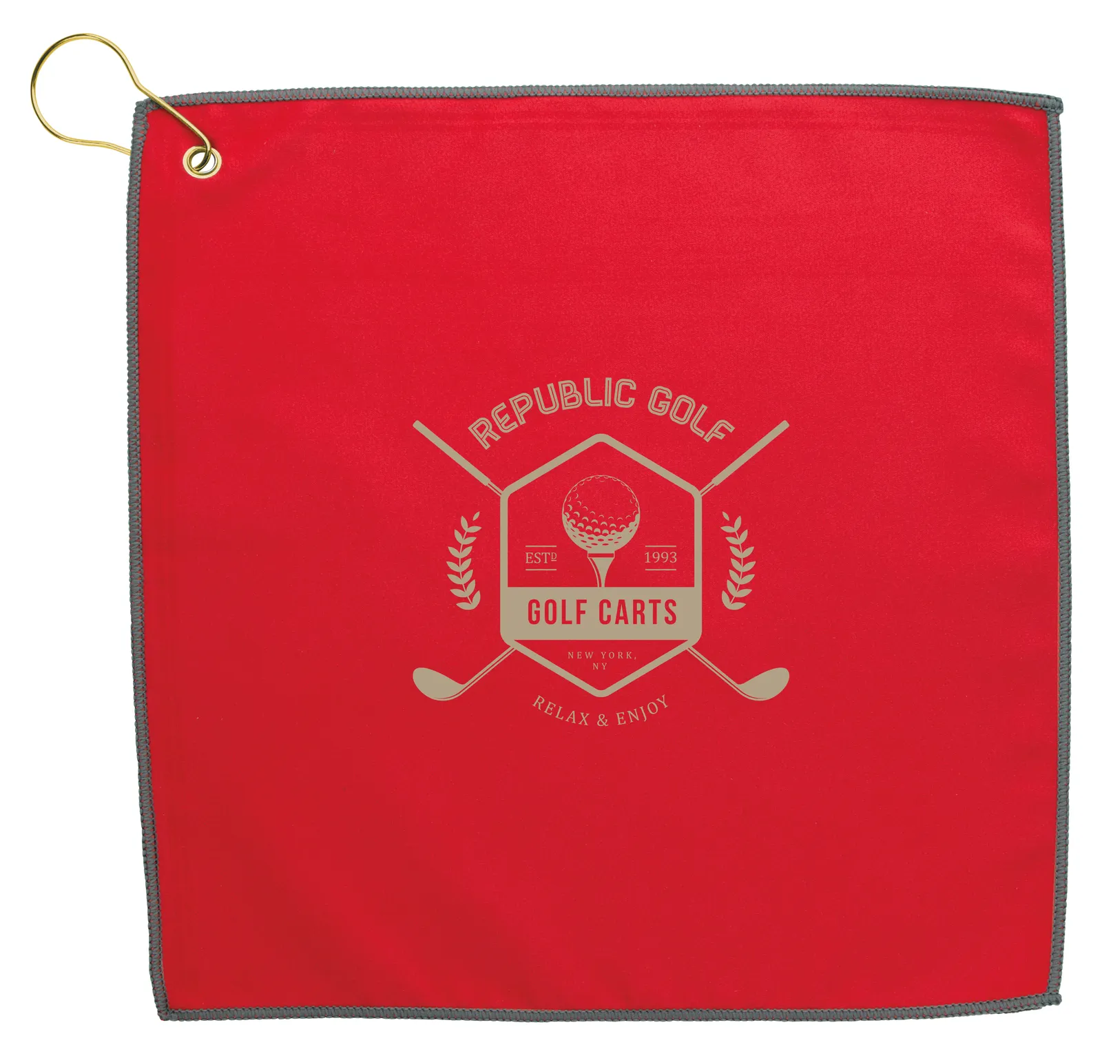 RPET Double Layer Golf Towel with Hook Brass - 11.875 in - product view 3