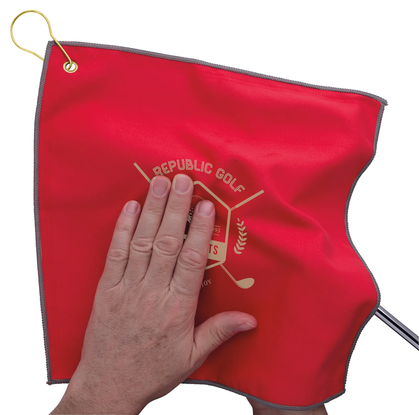 RPET Double Layer Golf Towel with Hook Brass - 11.875 in - product view 5