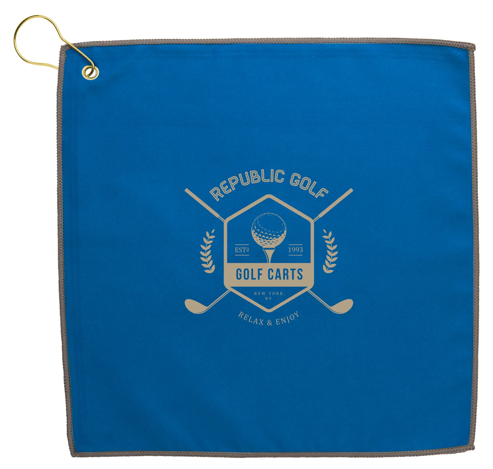 RPET Double Layer Golf Towel with Hook Brass - 11.875 in - product view 6