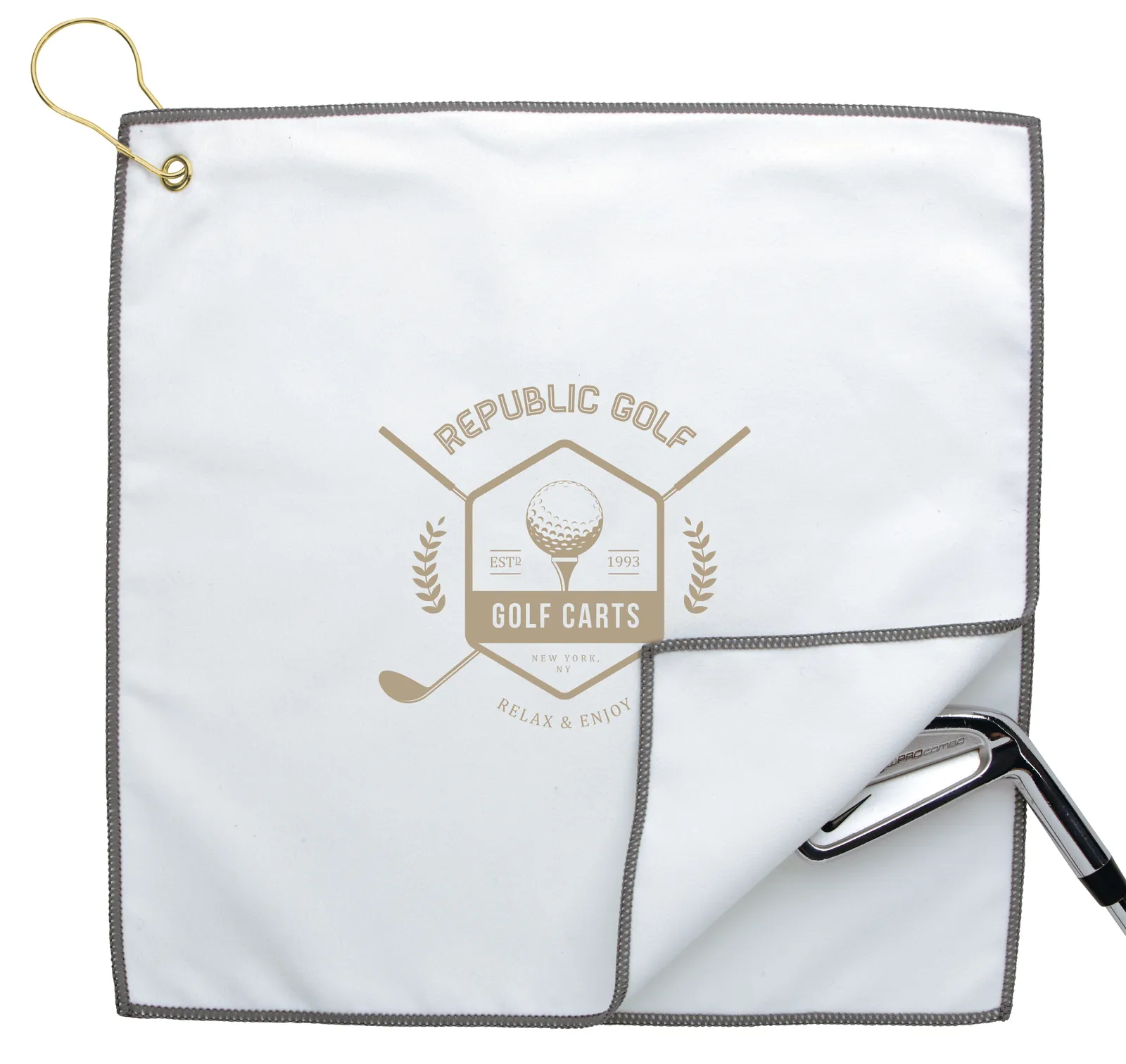RPET Double Layer Golf Towel with Hook Brass - 11.875 in - product view 9