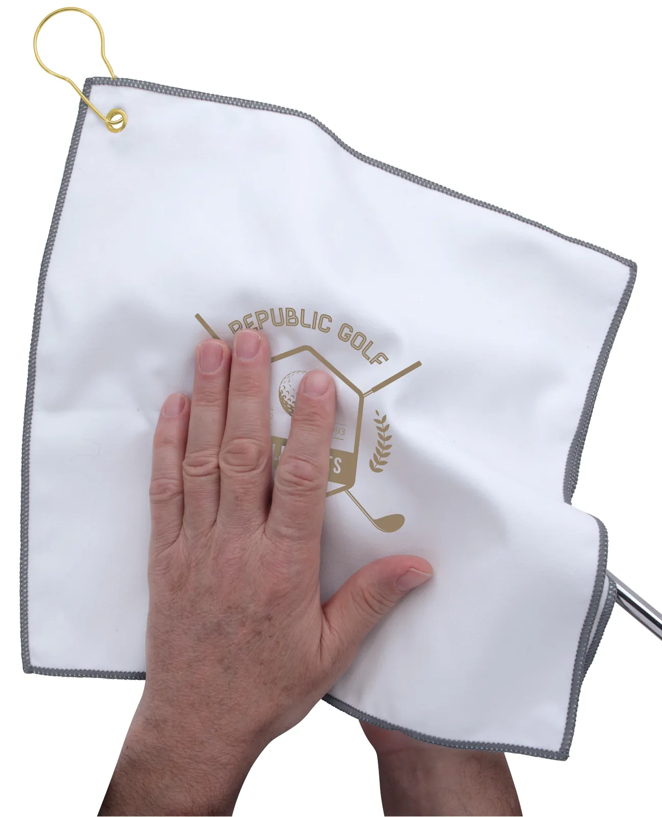 RPET Double Layer Golf Towel with Hook Brass - 11.875 in - product view 10