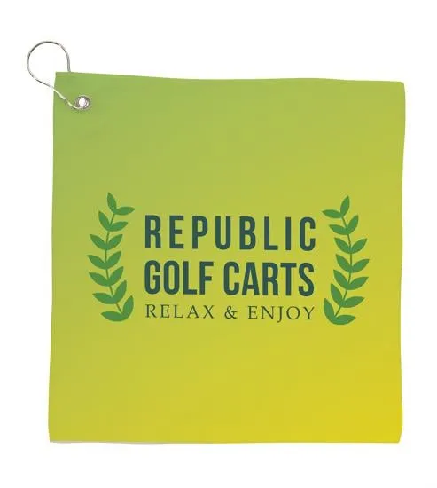 Golf Towel Full-Color Polyester Metal Hook - 11.75 in