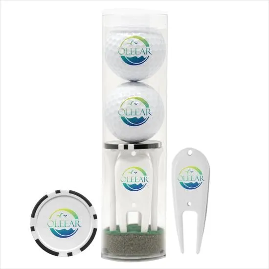Golf Ball Par Pack Tees Tools Clear Tube - 5.625 in