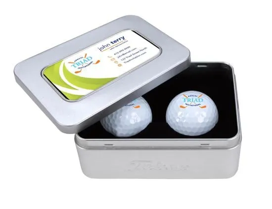 Golf Ball Business Card Tin Presentation Box (2 Pack)
