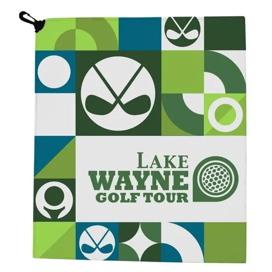 Golf Towel Microfiber Sublimation Clip Attach - 17 x 15 in