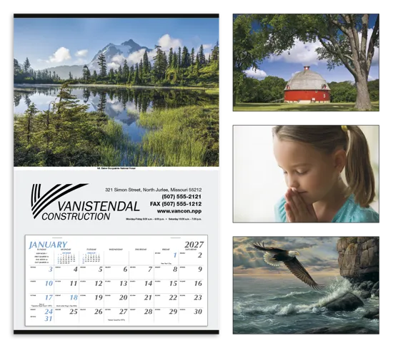 Large Hanger Wall Calendar Stapled Grid SFI Paper - 28 x 18 in