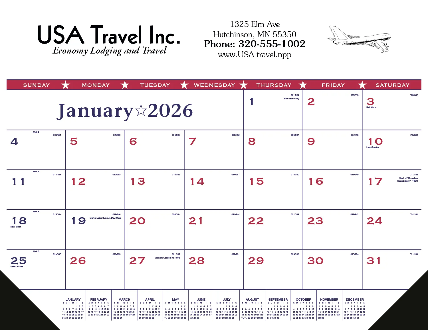 Patriotic Flag Desk Pad Calendar Vinyl Corners - 17 x 22 in - product view 2