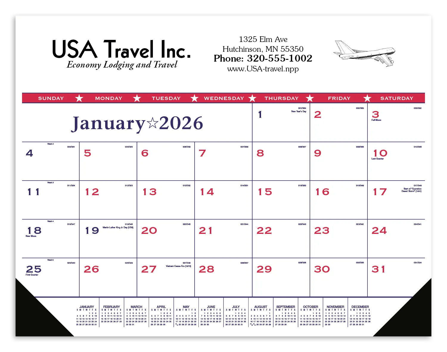 Patriotic Flag Desk Pad Calendar Vinyl Corners - 17 x 22 in - product view 3