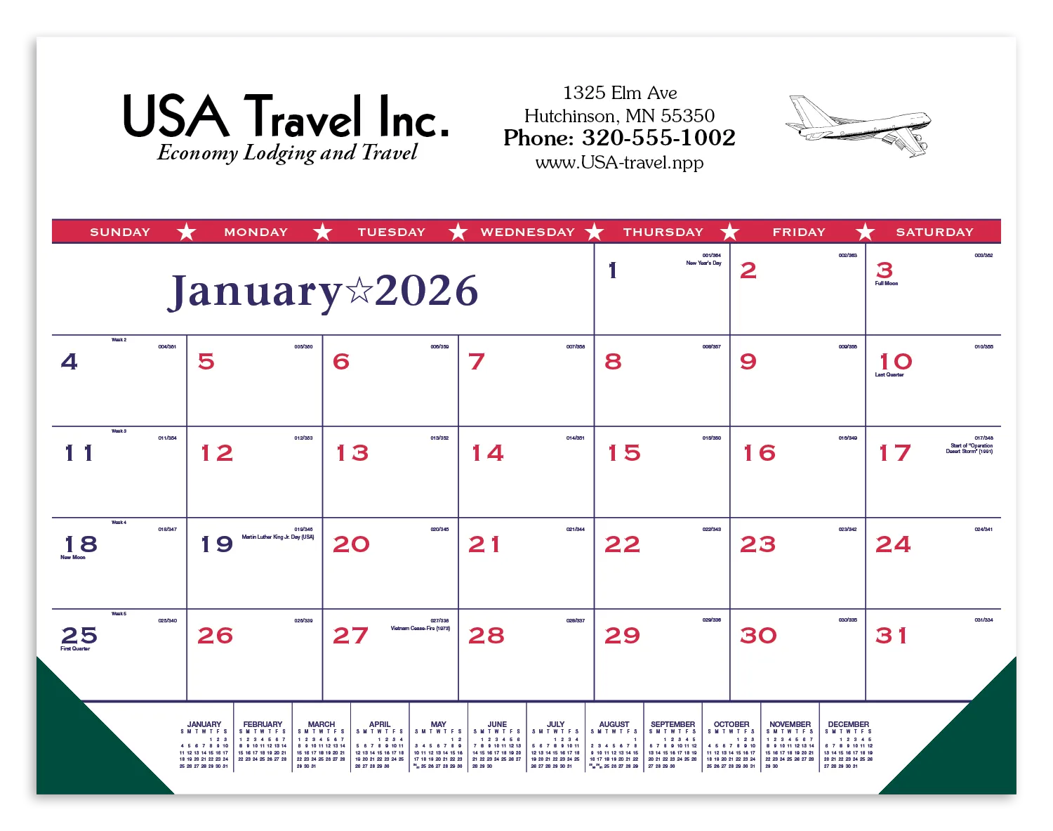 Patriotic Flag Desk Pad Calendar Vinyl Corners - 17 x 22 in - product view 5