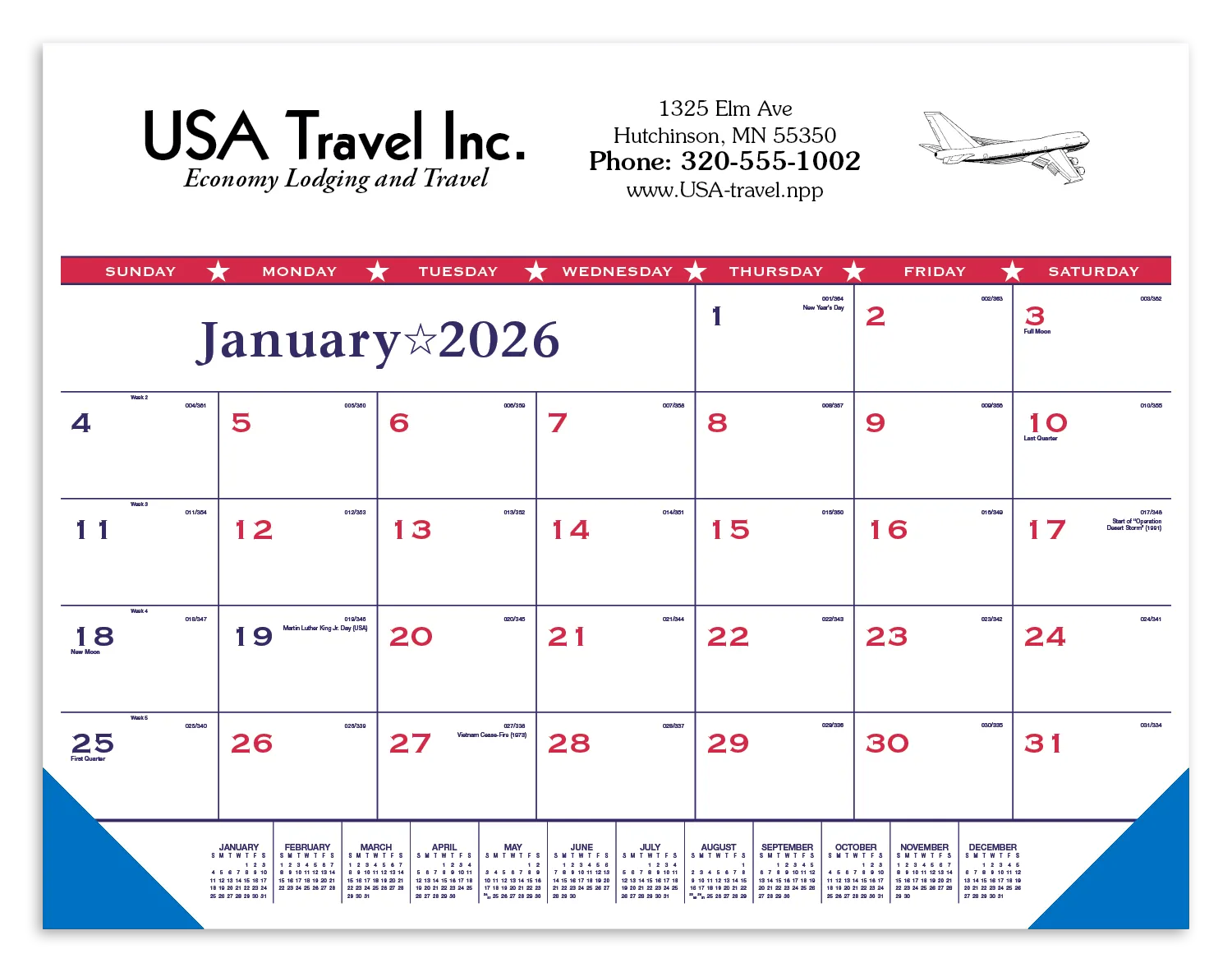 Patriotic Flag Desk Pad Calendar Vinyl Corners - 17 x 22 in - product view 6