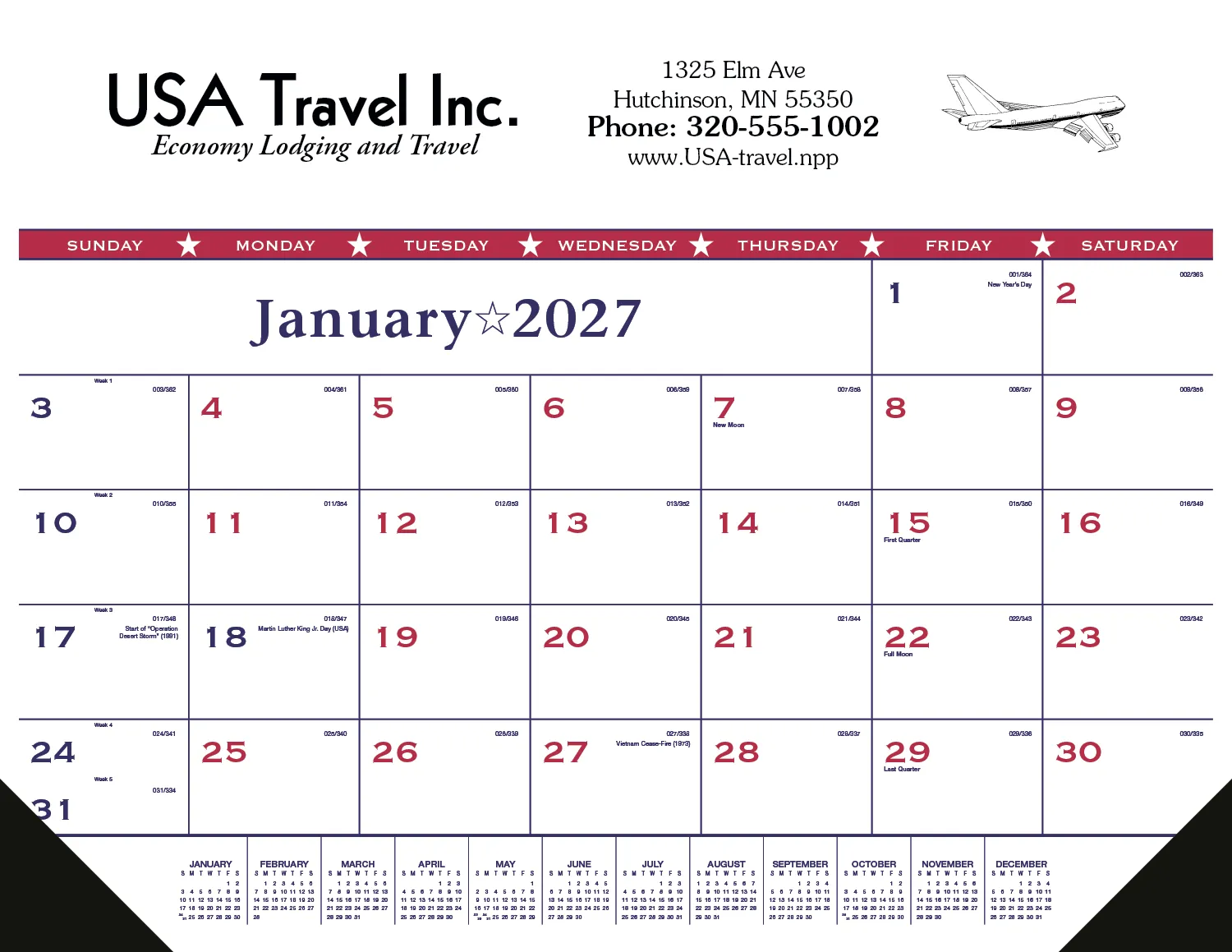 Patriotic Flag Desk Pad Calendar Vinyl Corners - 17 x 22 in - product view 9