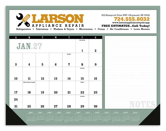 Vinyl Corner Desk Pad Calendar SFI Paper - 17 x 22 in