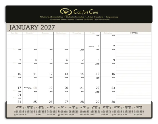 Vinyl Header Desk Pad Calendar Julian Dates - 17 x 23 in