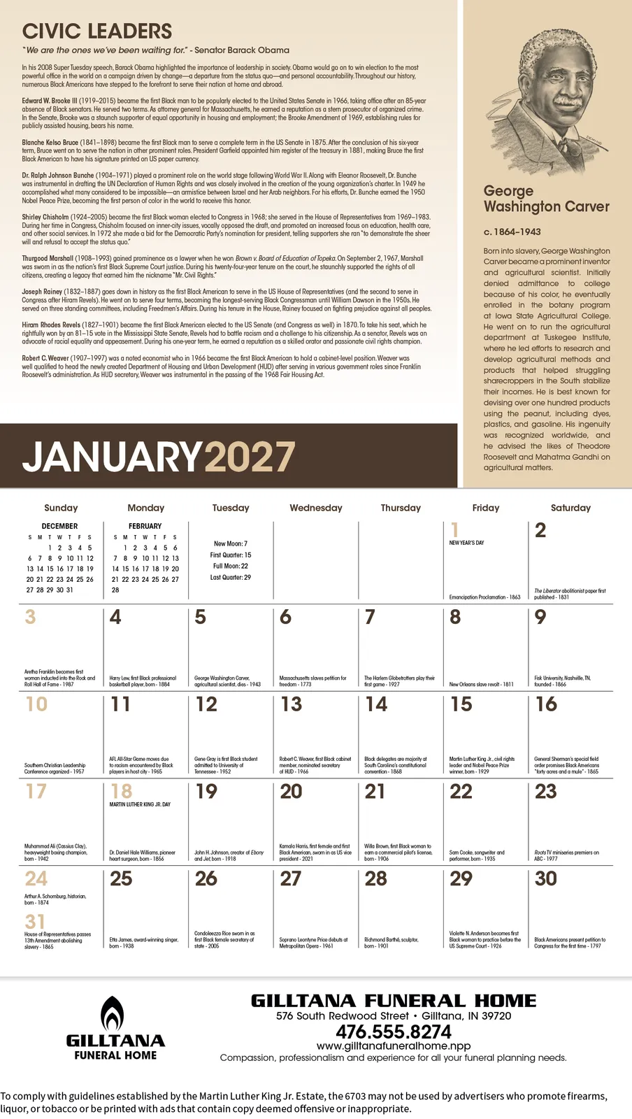 African American Heritage Dr Martin Luther King Calendar - 19 x 11 in - product view 4