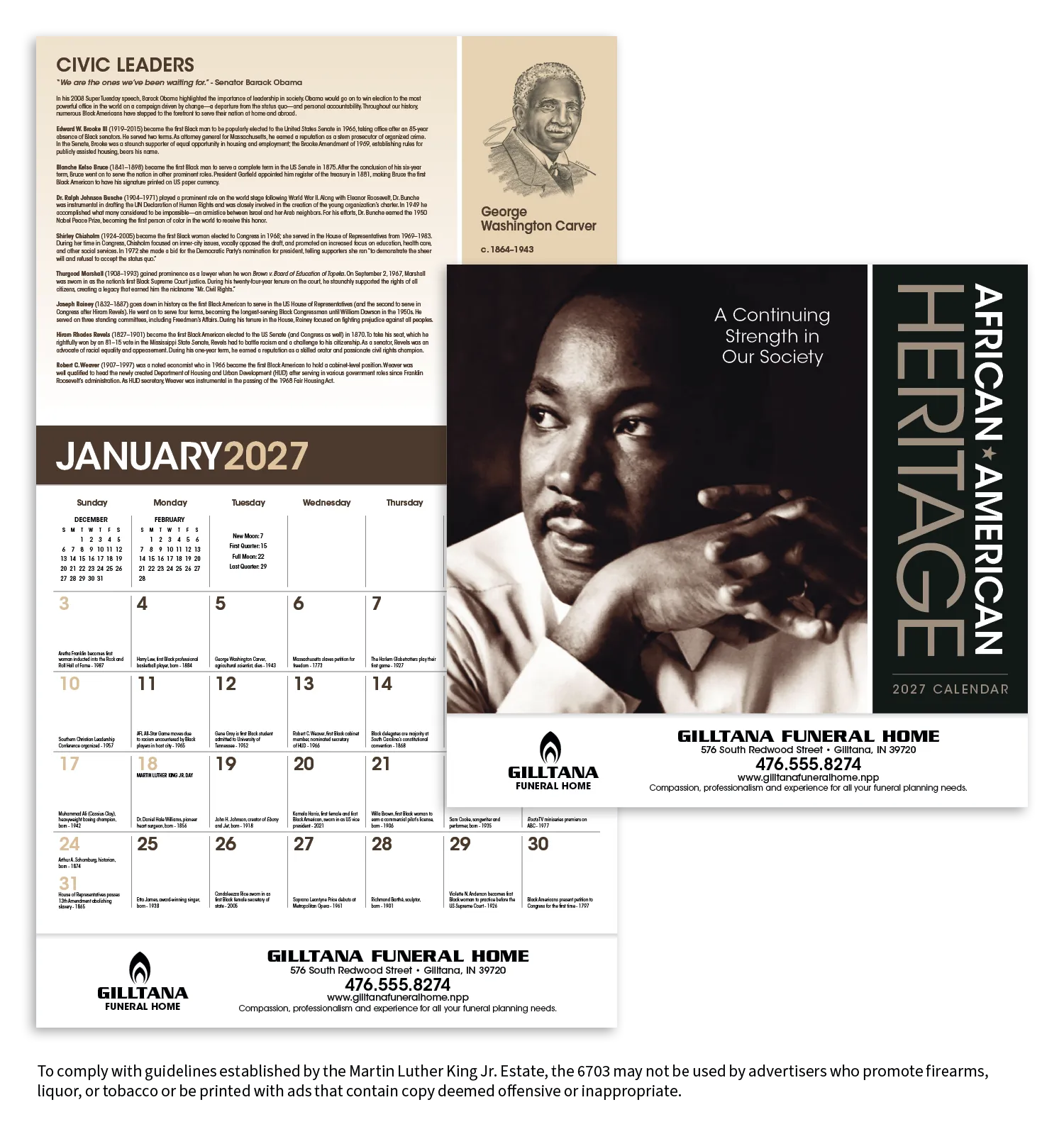 African American Heritage Dr Martin Luther King Calendar - 19 x 11 in - product view 18