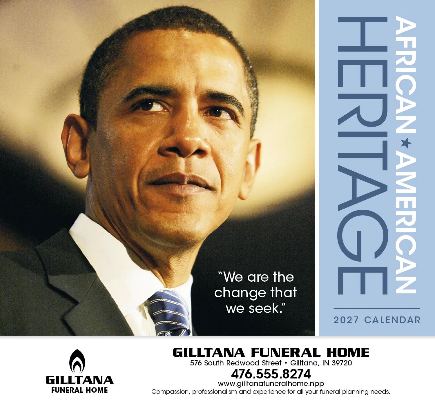 African American Heritage Barack Obama Calendar - 19 x 11 in - product view 2