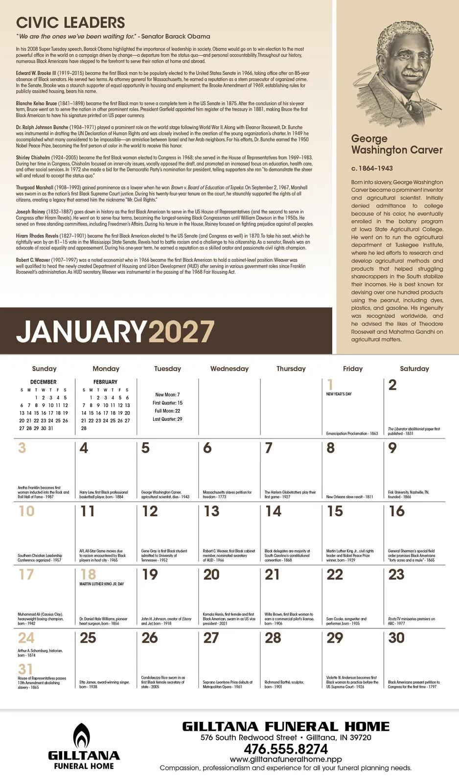 African American Heritage Barack Obama Calendar - 19 x 11 in - product view 4