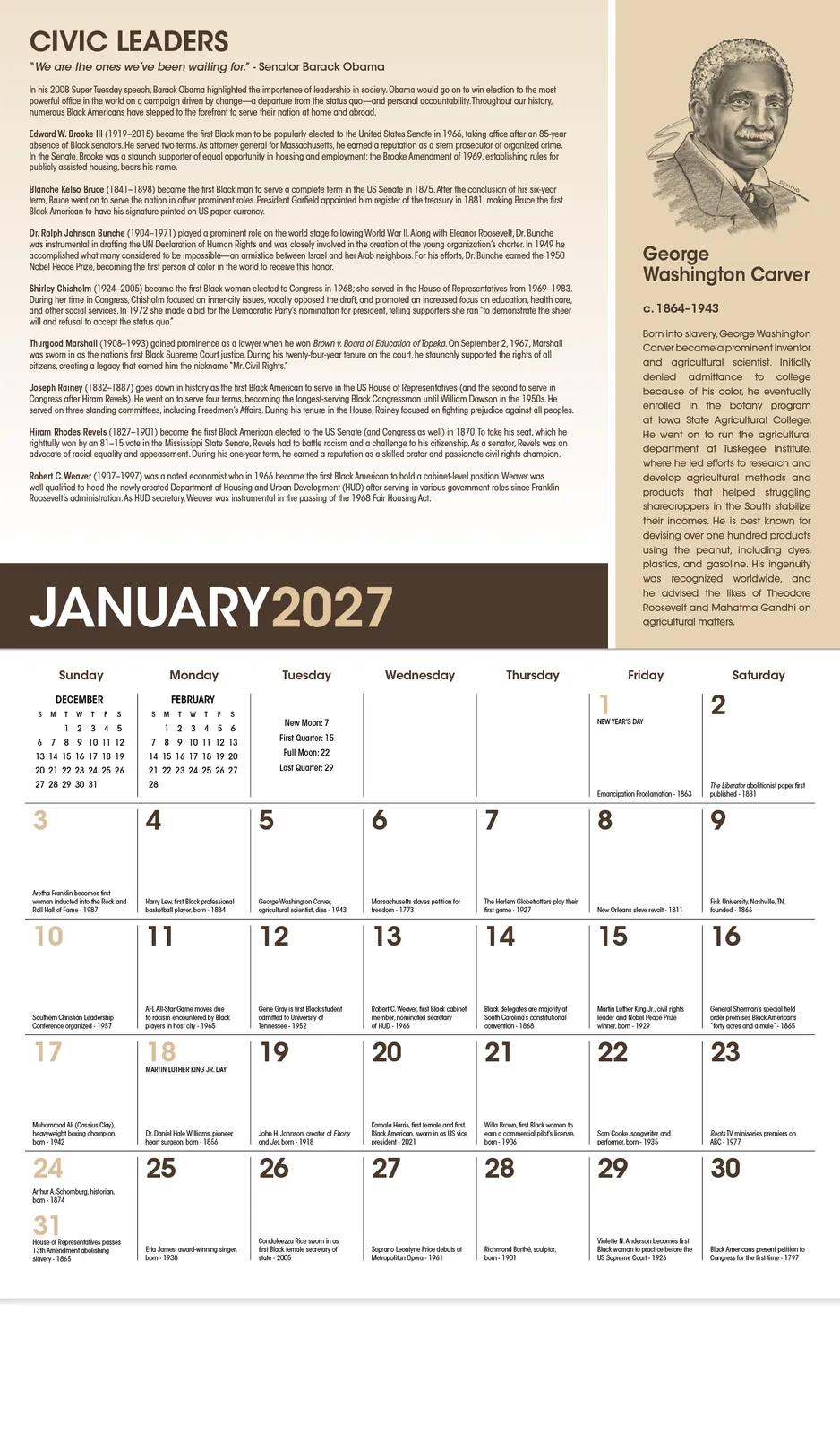 African American Heritage Barack Obama Calendar - 19 x 11 in - product view 5