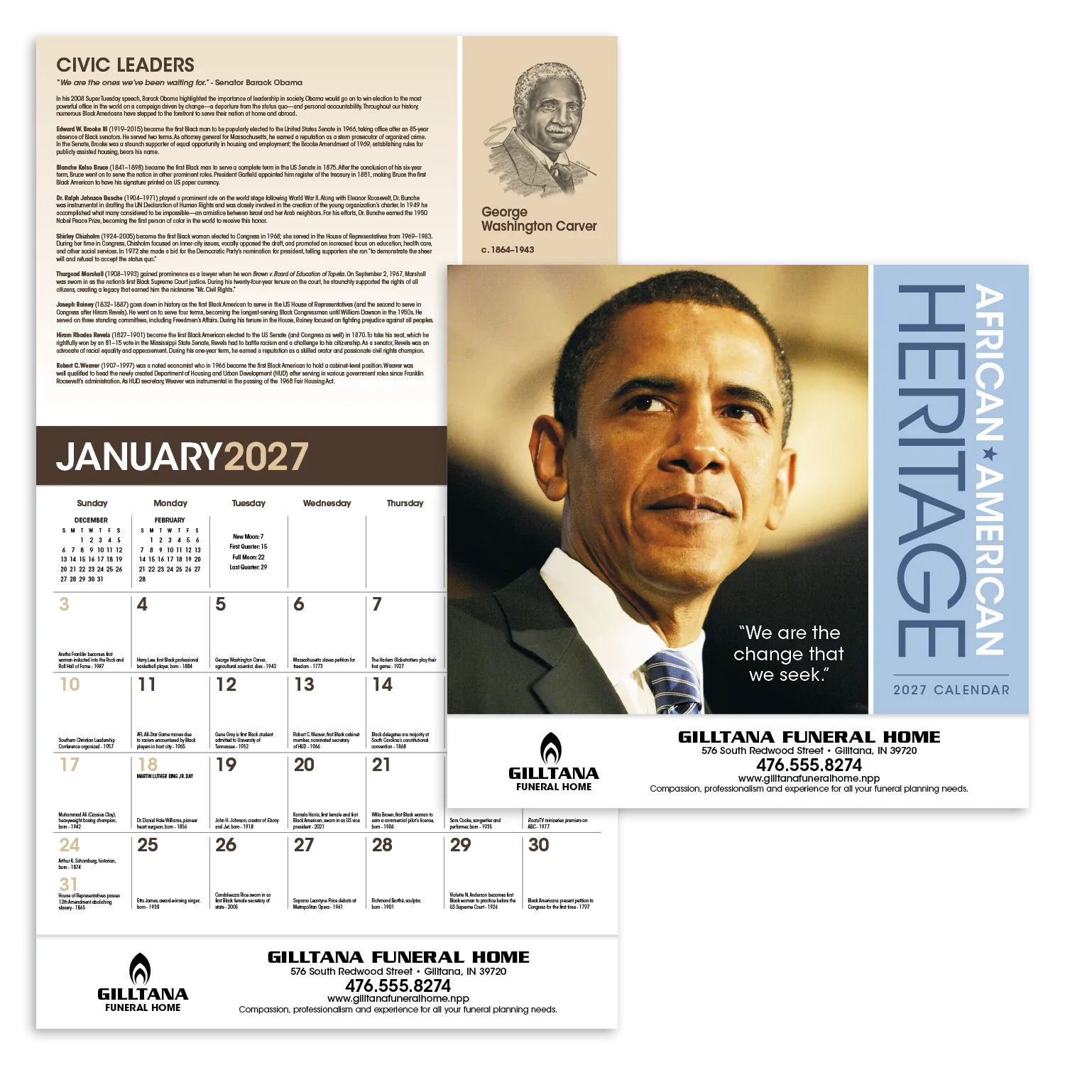 African American Heritage Barack Obama Calendar - 19 x 11 in - product view 18