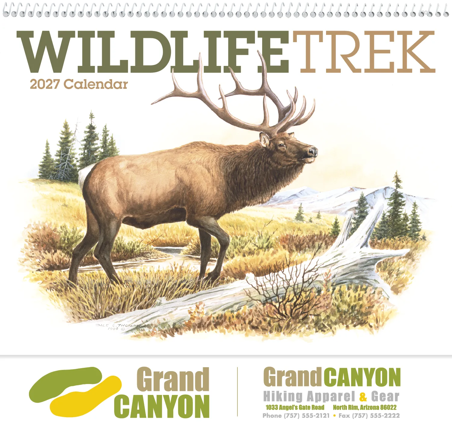 Wildlife Trek Spiral Wall Calendar FSC Paper - 18.5 x 11 in - product view 2