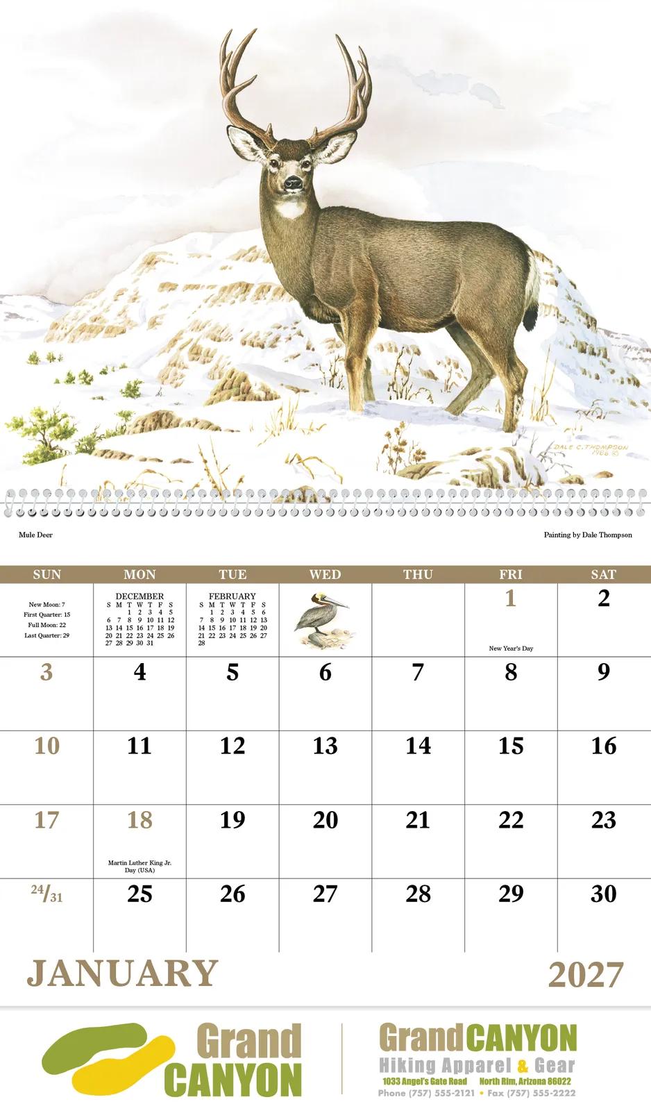 Wildlife Trek Spiral Wall Calendar FSC Paper - 18.5 x 11 in - product view 4