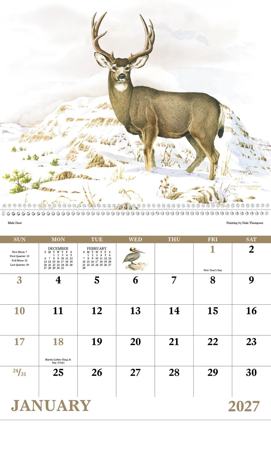 Wildlife Trek Spiral Wall Calendar FSC Paper - 18.5 x 11 in - product view 5