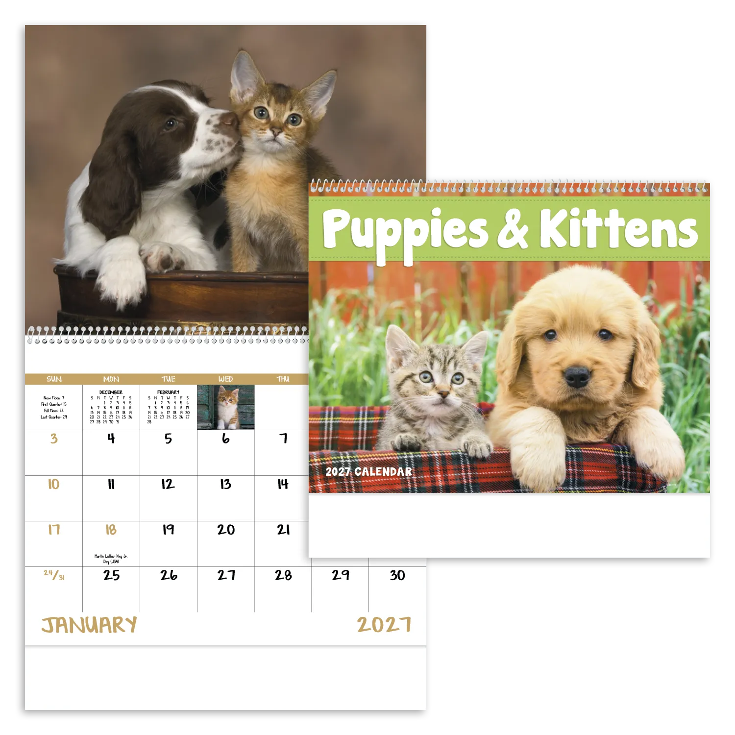 Puppies & Kittens Spiral Wall Calendar FSC Paper - 18.5 x 11 in - product view 20