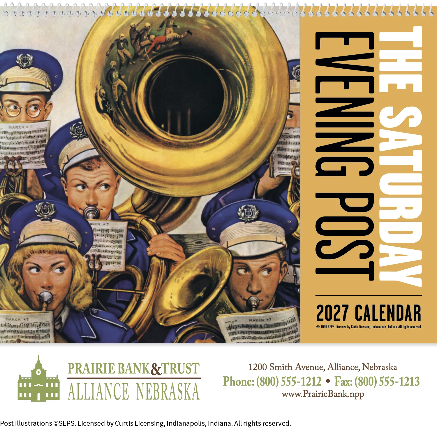 Saturday Evening Post Spiral Wall Calendar FSC Paper - 18.5 x 11 in - product view 2