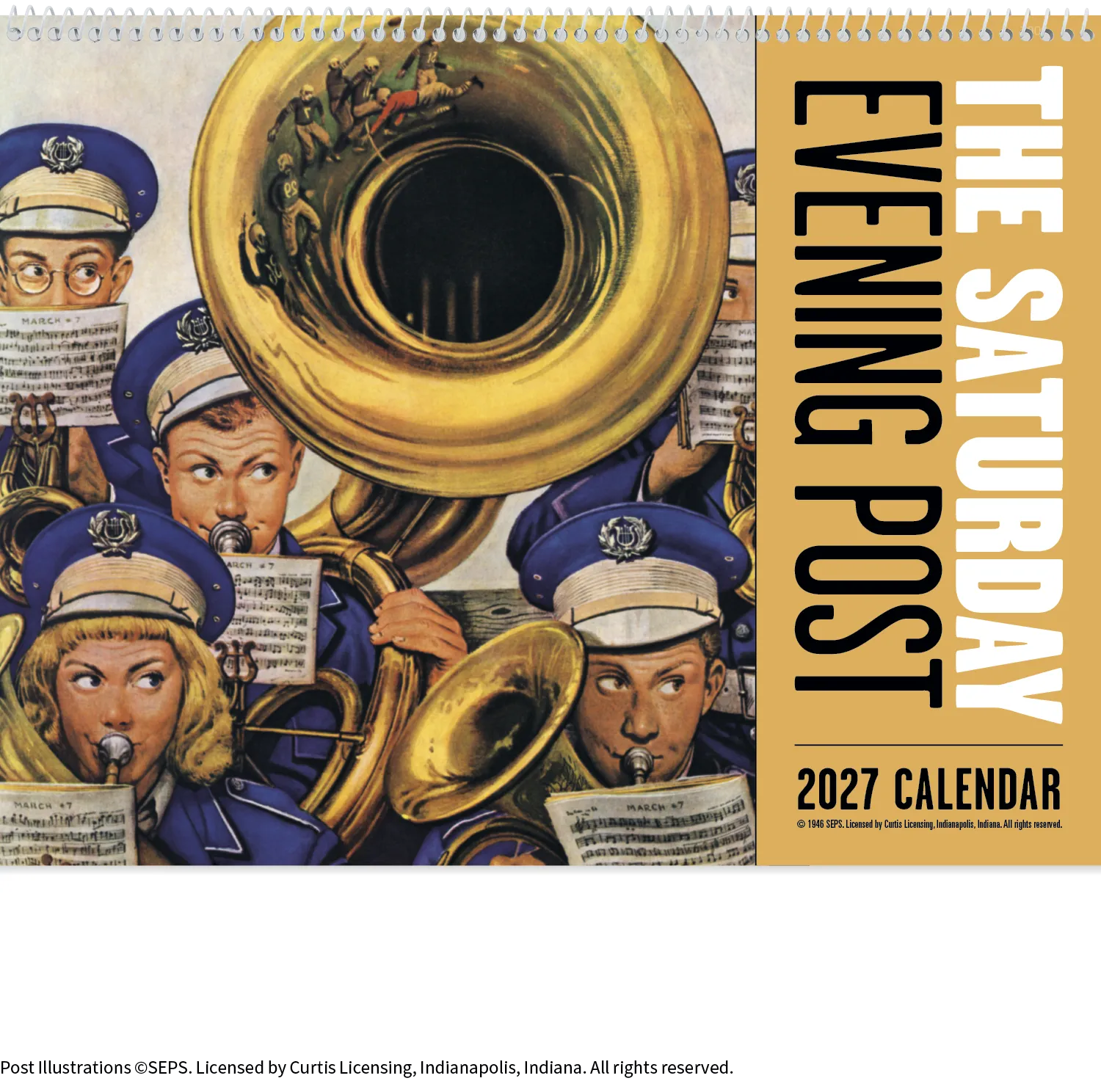 Saturday Evening Post Spiral Wall Calendar FSC Paper - 18.5 x 11 in - product view 3