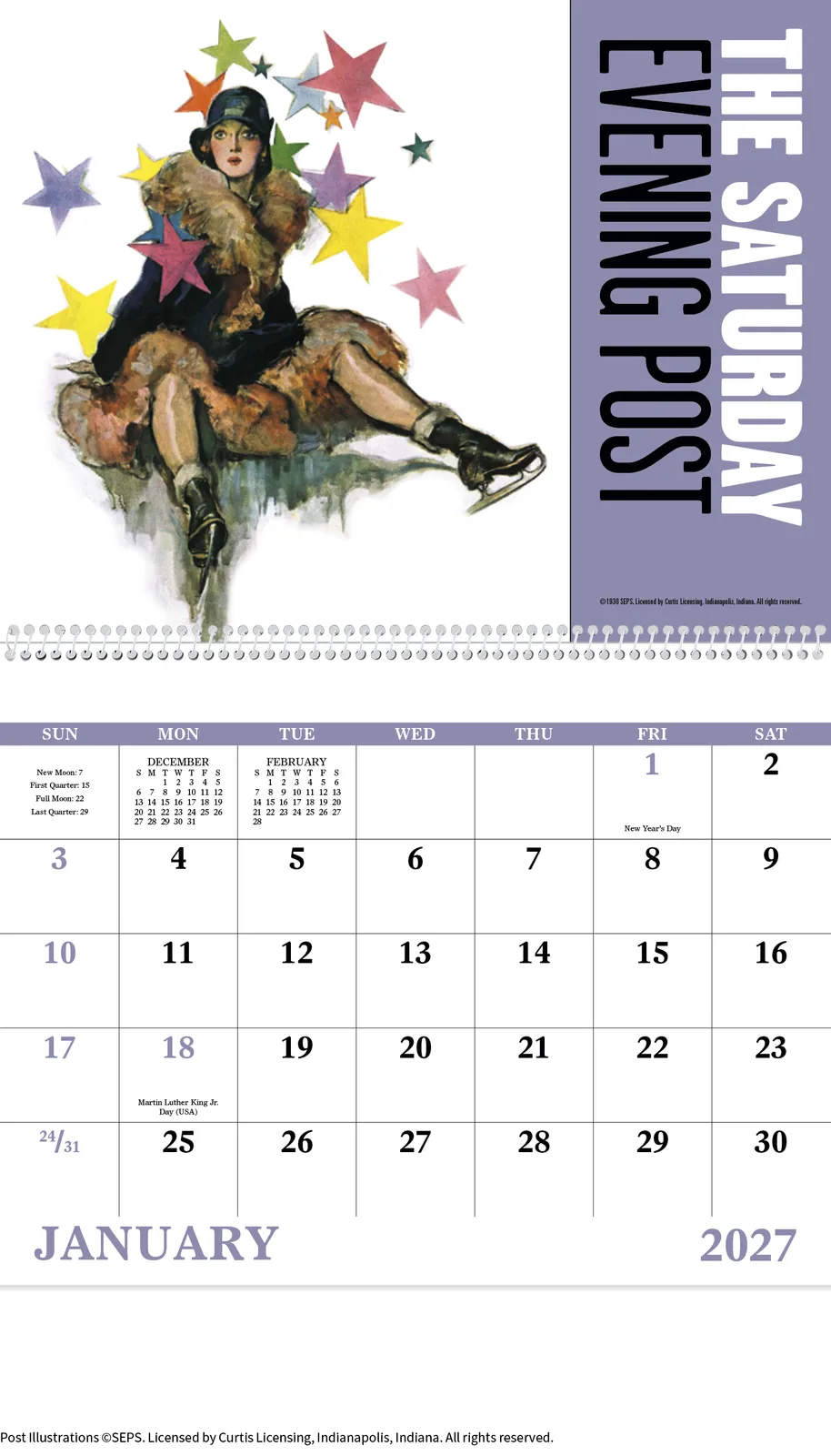 Saturday Evening Post Spiral Wall Calendar FSC Paper - 18.5 x 11 in - product view 5
